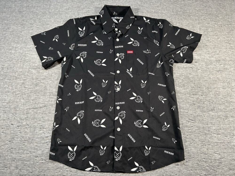 Dixxon Gentlemen Prefer 13 Party Shirt Medium Black Bunny Short Sleeve Stretch